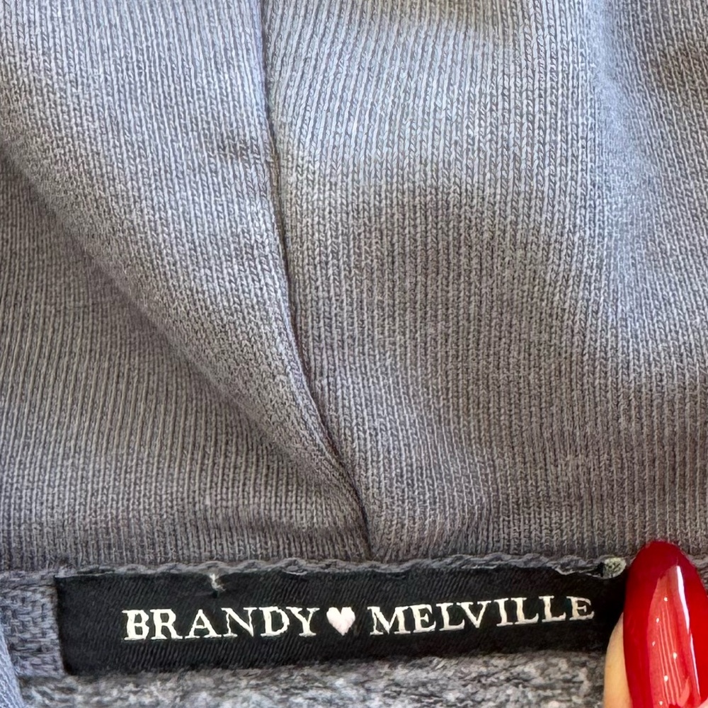 Brandy Melville Cropped Zip-Up Hoodie BUNDLE – Grey & Charcoal | Fleece Lined - Picture 5 of 8